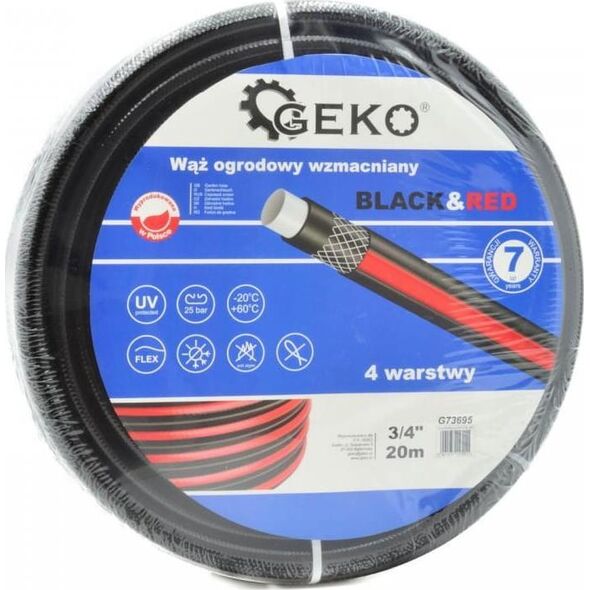 Geko WĄŻ OGRODOWY WZMACNIANY BLACK&RED 3/4" 30M (1) G73696 GEKO