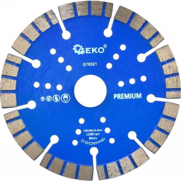 Geko TARCZA DIAM.125X10X22,2MM TURBO GEKO PREMIUM BY LASER(100) G78321 GEKO