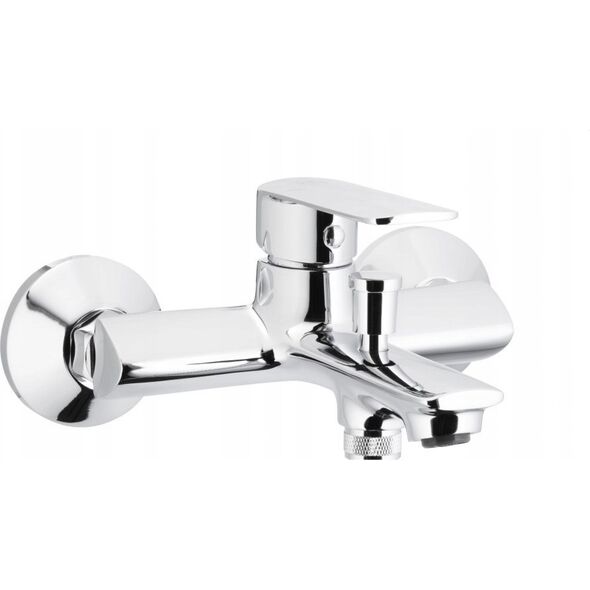 Bateria wannowa KFA 4424-510-00 AGAT BATERIA WANNOWA ŚCIENNA Z ZESTAWEM NATRYSKOWYM (WĄŻ 1500 MM, MOCOWANIE ŚCIENNE, RĄCZKA 3-FUNKCYJNA) , CHROM + CLICK CLACK// B-90-00-1-000-ZESTAW