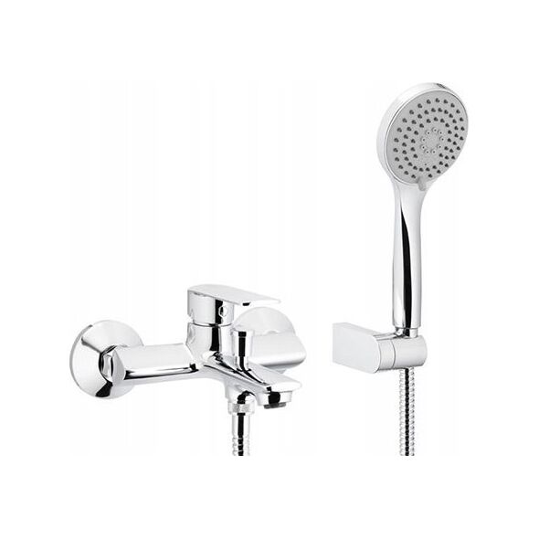 Bateria wannowa KFA 4424-510-00 AGAT BATERIA WANNOWA ŚCIENNA Z ZESTAWEM NATRYSKOWYM (WĄŻ 1500 MM, MOCOWANIE ŚCIENNE, RĄCZKA 3-FUNKCYJNA) , CHROM + CLICK CLACK// B-90-00-1-000-ZESTAW