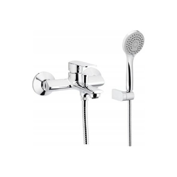 Bateria wannowa KFA 4424-510-00 AGAT BATERIA WANNOWA ŚCIENNA Z ZESTAWEM NATRYSKOWYM (WĄŻ 1500 MM, MOCOWANIE ŚCIENNE, RĄCZKA 3-FUNKCYJNA) , CHROM + CLICK CLACK// B-90-00-1-000-ZESTAW