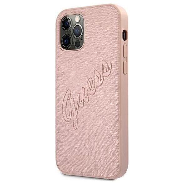 Guess Guess GUHCP12LRSAVSRG iPhone 12 Pro Max 6,7" różowy/pink hardcase Saffiano Vintage Script