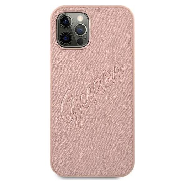Guess Guess GUHCP12LRSAVSRG iPhone 12 Pro Max 6,7" różowy/pink hardcase Saffiano Vintage Script