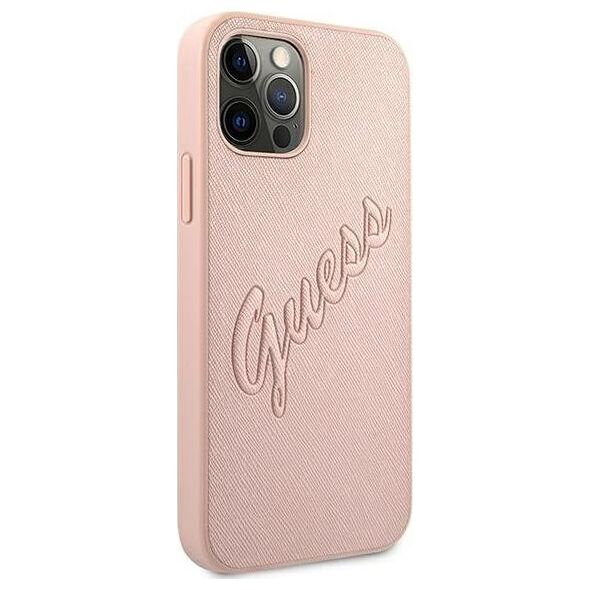 Guess Guess GUHCP12LRSAVSRG iPhone 12 Pro Max 6,7" różowy/pink hardcase Saffiano Vintage Script