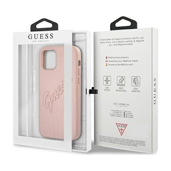 Guess Guess GUHCP12LRSAVSRG iPhone 12 Pro Max 6,7" różowy/pink hardcase Saffiano Vintage Script