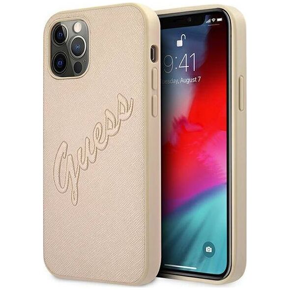 Guess Guess GUHCP12MRSAVSLG iPhone 12/12 Pro 6,1" złoty/gold hardcase Saffiano Vintage Script