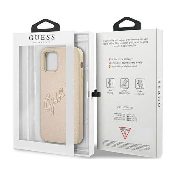 Guess Guess GUHCP12MRSAVSLG iPhone 12/12 Pro 6,1" złoty/gold hardcase Saffiano Vintage Script