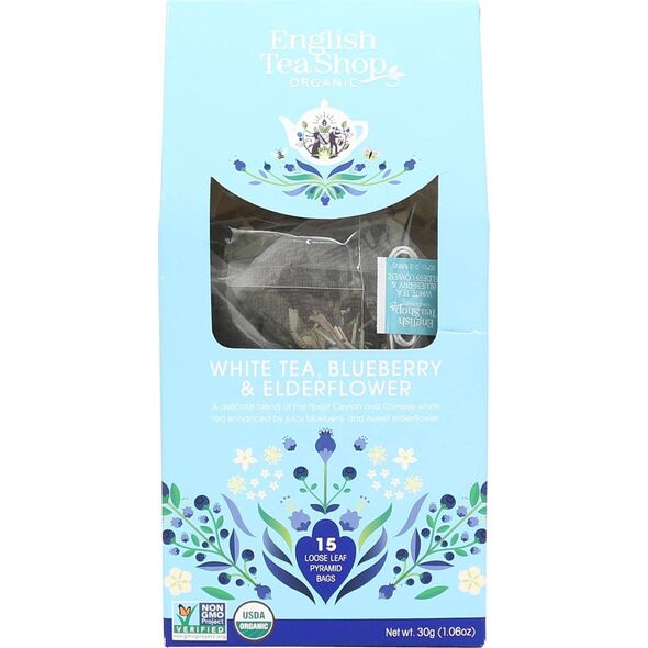 English Tea English Tea Shop, Herbata White Tea, Blueberry & Elder, 15 piramidek