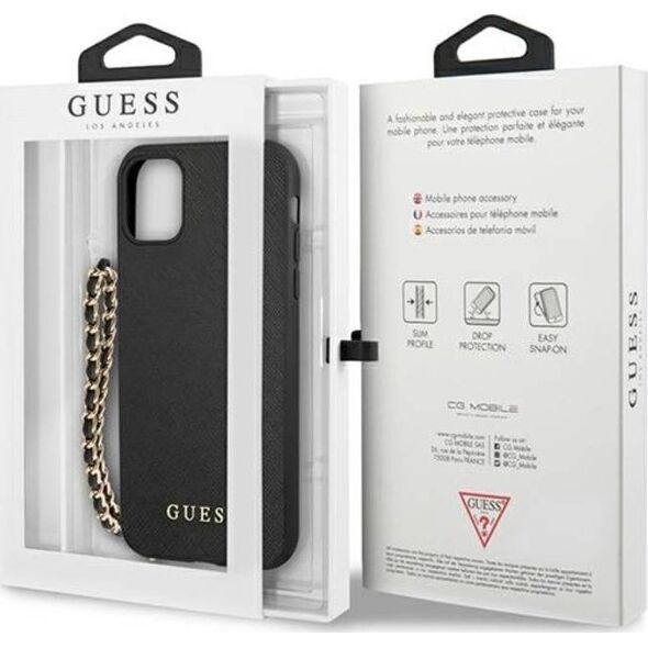 Guess Guess GUHCN61SASGBK iPhone 11 6,1" czarny/black hardcase Saffiano Chain