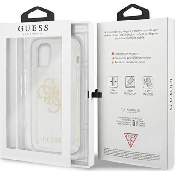Guess Guess GUHCP12LPCUGL4GTR iPhone 12 Pro Max 6,7" transparent hard case Glitter 4G Big Logo