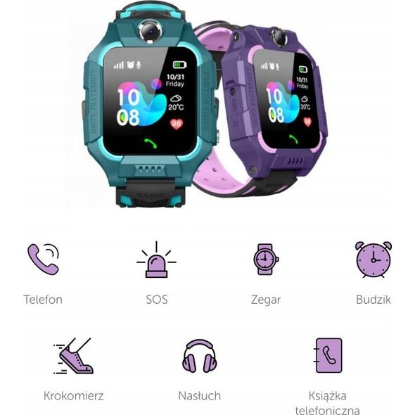 Smartwatch GoGPS K24 Fioletowy  (K24PR)