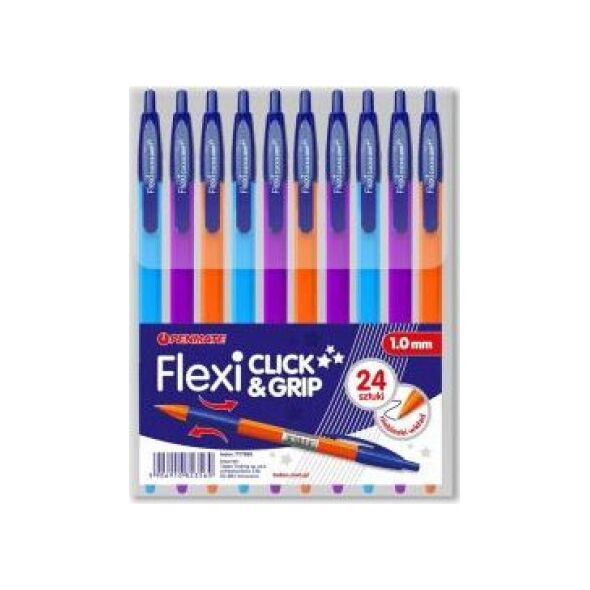 Penmate Długopis Flexi Click&Grip mix niebieski (24szt)