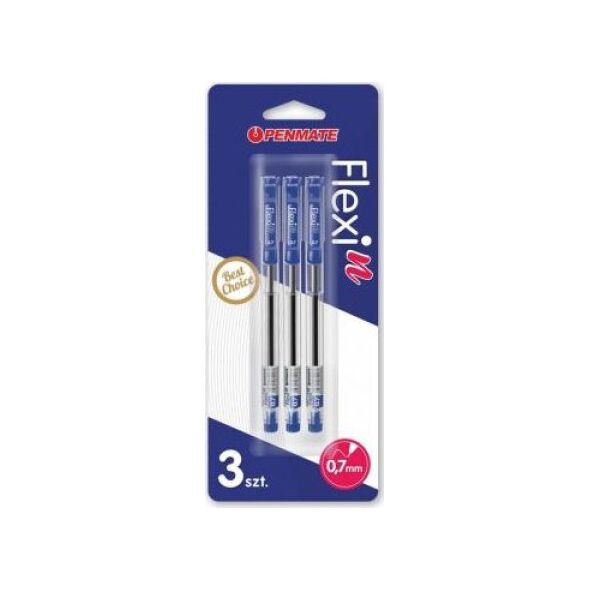 Penmate Długopis Flexi N niebieski 3szt PENMATE