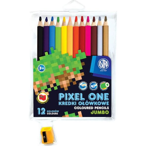 ASTRA art-pap Kredki ołówkowe Pixel One 12 kolorów + temperówka