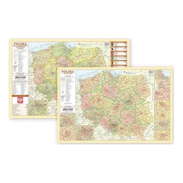 EkoGraf Podkładka na biurko - Mapa adm. i kodowa Polska