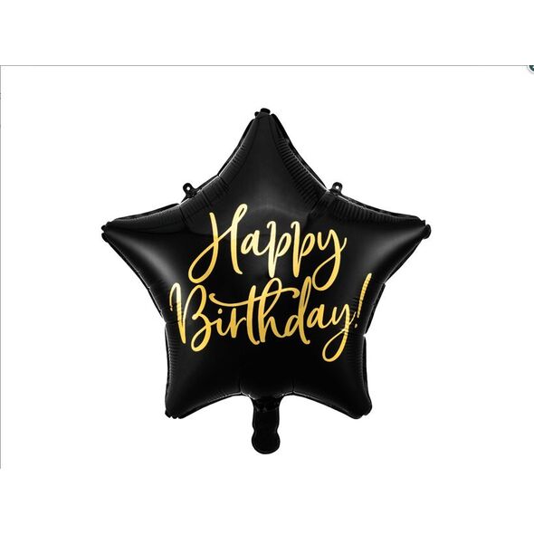 Party Deco Balon foliowy happy Birthday, 40cm, czarny