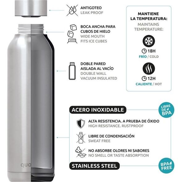 Quokka Quokka Solid - Butelka termiczna ze stali nierdzewnej 630 ml (Sleek Zircon)