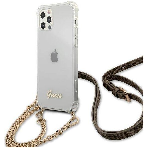 Guess Guess GUHCP12MKC4GSGO iPhone 12/12 Pro 6,1" Transparent hardcase 4G Gold Chain