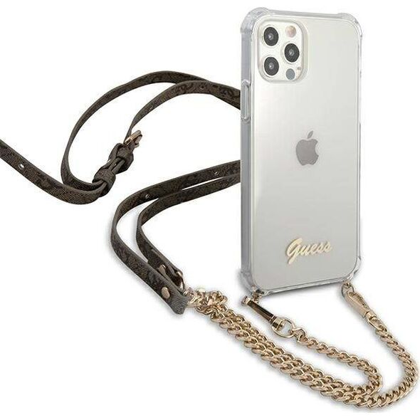 Guess Guess GUHCP12MKC4GSGO iPhone 12/12 Pro 6,1" Transparent hardcase 4G Gold Chain