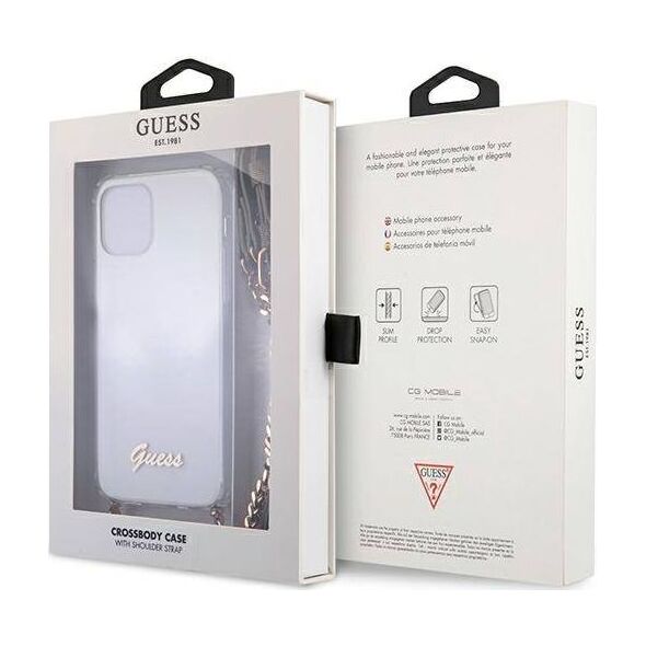 Guess Guess GUHCP12MKC4GSGO iPhone 12/12 Pro 6,1" Transparent hardcase 4G Gold Chain