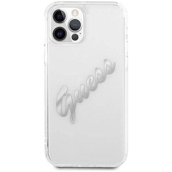 Guess Guess GUHCP12LKTRSVSI iPhone 12 Pro Max 6,7" Transparent hardcase Vintage Script Silver