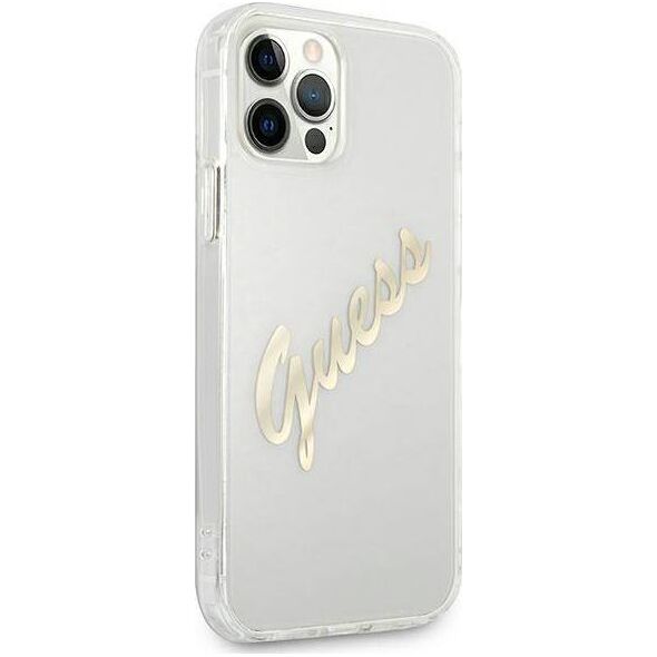 Guess Guess GUHCP12MKTRSVGO iPhone 12/12 Pro 6,1" Transparent hardcase Vintage Script Gold