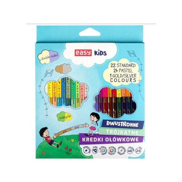 Easy Stationery Kredki dwustronne trójkątne 48 kolorów EASY