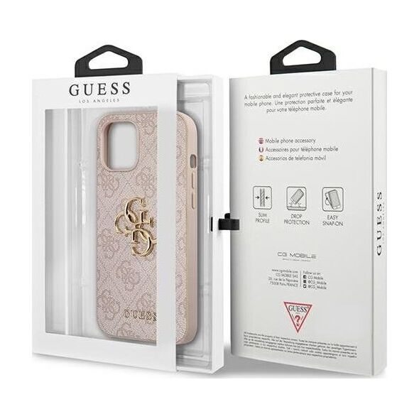 Guess Guess GUHCP12M4GMGPI iPhone 12/12 Pro 6,1" różowy/pink hardcase 4G Big Metal Logo