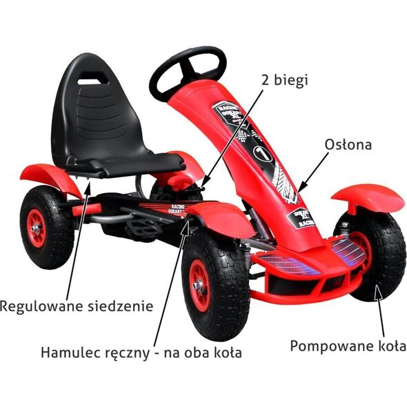 Joko Duży Gokart Pompowane Koła Czerwony