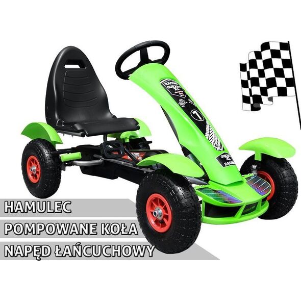 Joko Duży Gokart Pompowane Koła Zielony