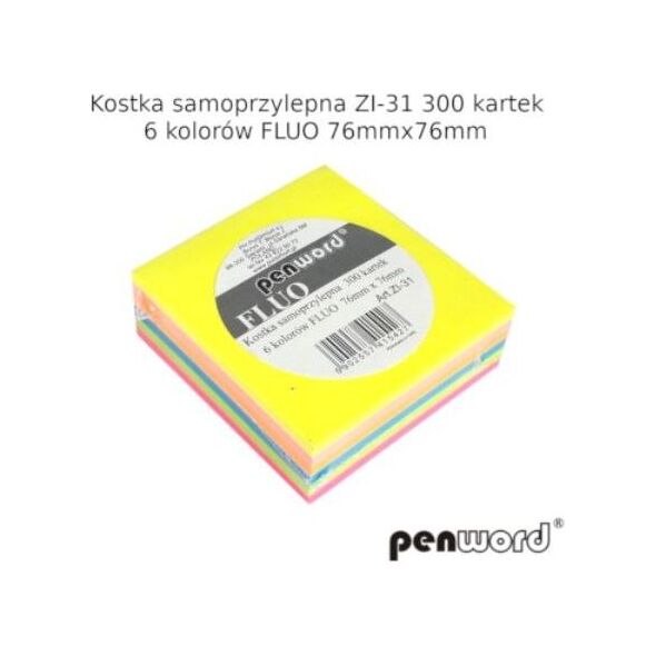 Penword Kostka samoprzylepna PENWORD ZI-31 300k. 76x76mm 6 kol. Penword