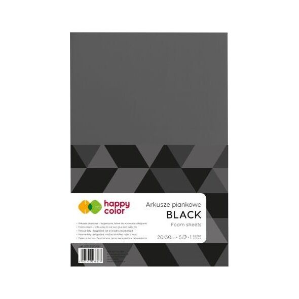 Happy Color Arkusze piankowe A4, 5 ark, czarny, Happy Color Happy Color