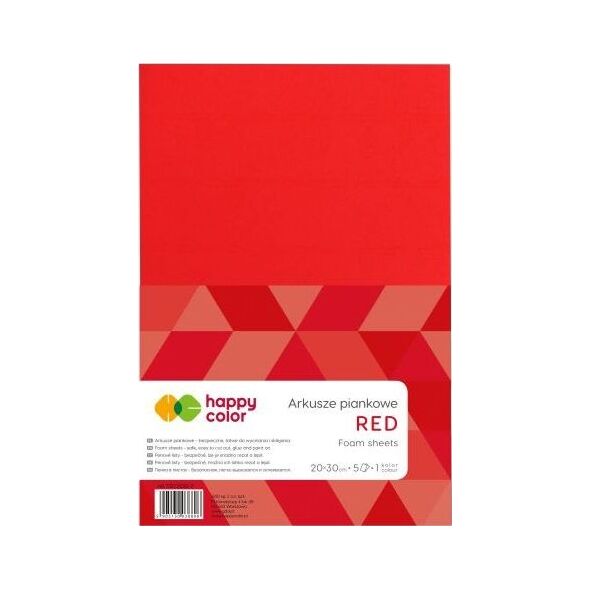 Happy Color Arkusze piankowe A4, 5 ark, czerwony, Happy Color Happy Color