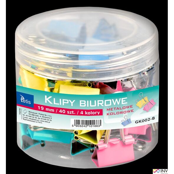 Tetis Klipy biurowe TETIS kolorowe - 25mm 48szt. Tetis
