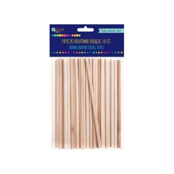 DP Craft Patyczki kreatywne DPCRAFT okrągłe naturalne 15cm 50szt. Dalprint