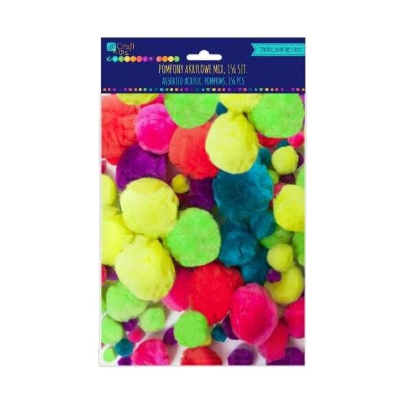 DP Craft Pompony akrylowe DPCRAFT mix neon 156szt. Dalprint