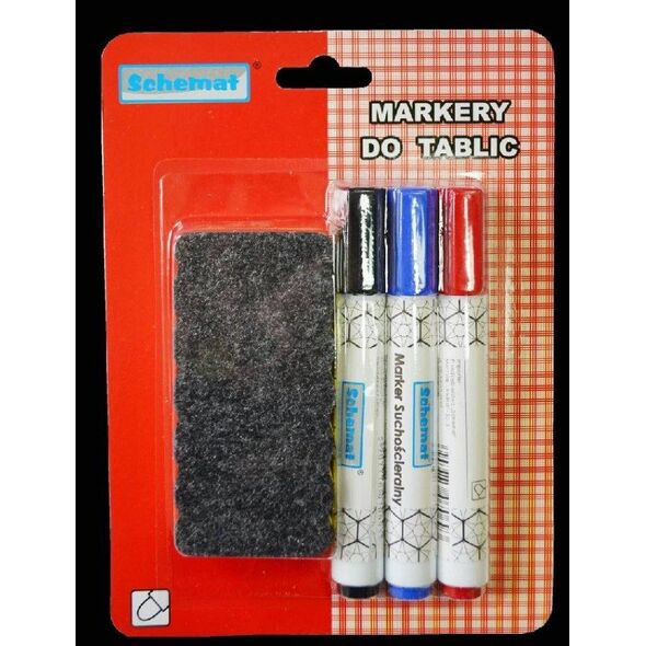 SCHEMAT Markery do tablic 3 szt. + gąbka 0693 Schemat