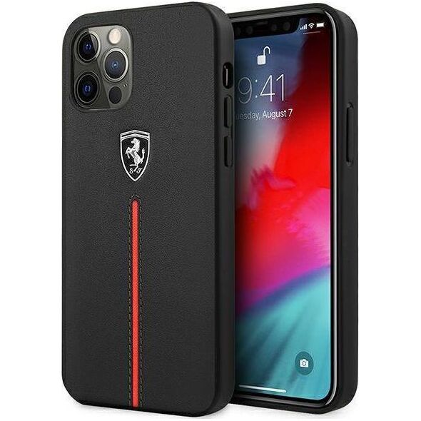 Ferrari Ferrari FEOMSHCP12LBK iPhone 12 Pro Max czarny/black hardcase Off Track Leather Nylon Stripe