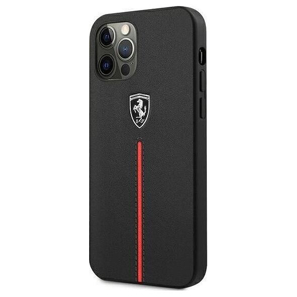 Ferrari Ferrari FEOMSHCP12LBK iPhone 12 Pro Max czarny/black hardcase Off Track Leather Nylon Stripe
