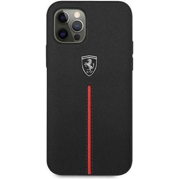Ferrari Ferrari FEOMSHCP12LBK iPhone 12 Pro Max czarny/black hardcase Off Track Leather Nylon Stripe