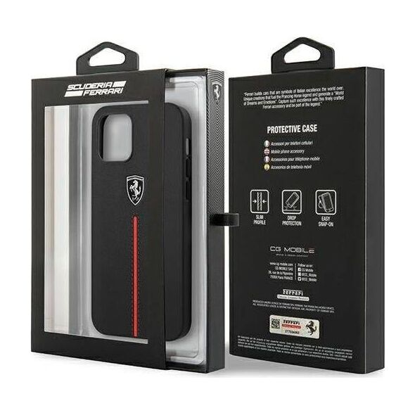 Ferrari Ferrari FEOMSHCP12LBK iPhone 12 Pro Max czarny/black hardcase Off Track Leather Nylon Stripe
