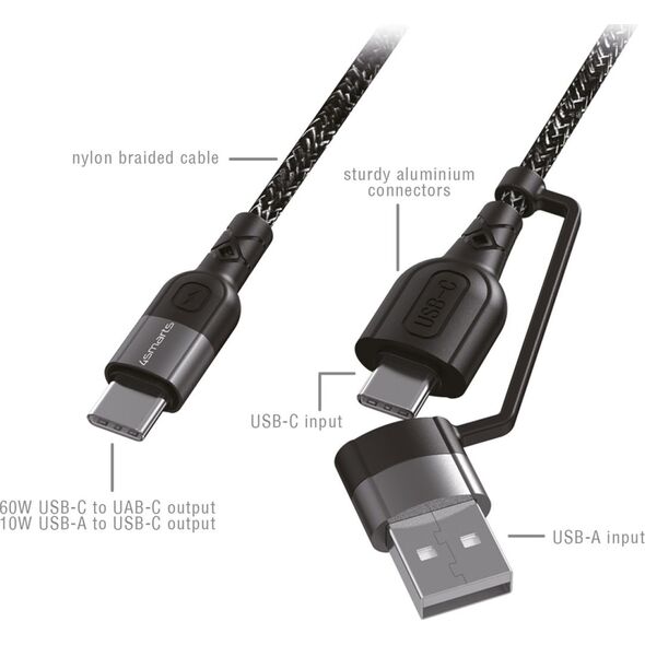 Kabel USB 4smarts USB-C - 1.5 m Czarny (4S468626)