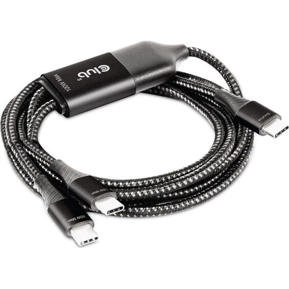 Adapter AV Club 3D Kabel do ładowania Club3D USB typu C, kabel do ładowania Y do 2x USB typu C maks. 100 W, 1,83 m / 6 stóp M / M