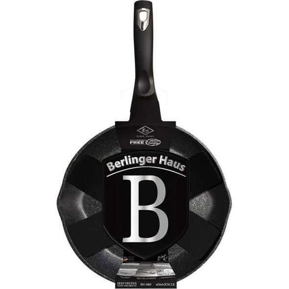 Patelnia Berlinger Haus PATELNIA GRANITOWA 24CM WYLEWKI GŁĘBOKA BERLINGER HAUS BLACK SILVER BH-6185