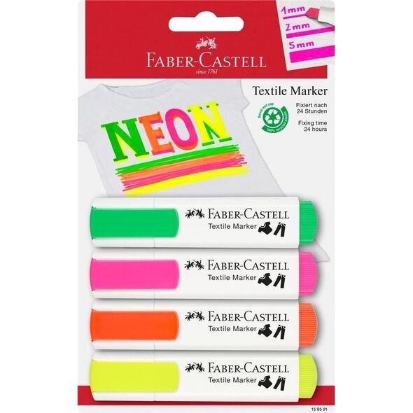 Faber-Castell Markery do tkanin 4 kolory neonowe FABER CASTELL