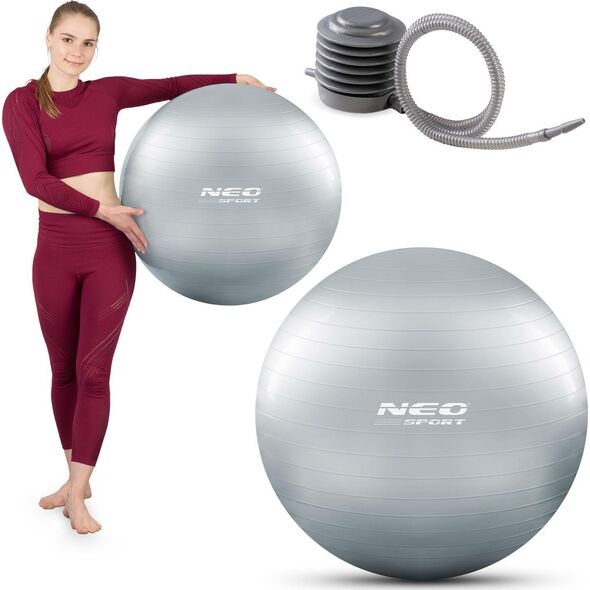 Neo-Sport Piłka do ćwiczeń 65 cm NS-951 srebrna