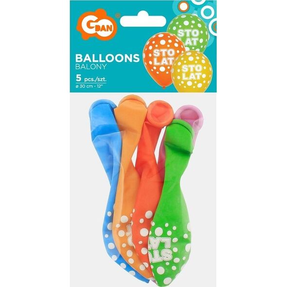 GoDan Balony Sto Lat, 12"/5szt.