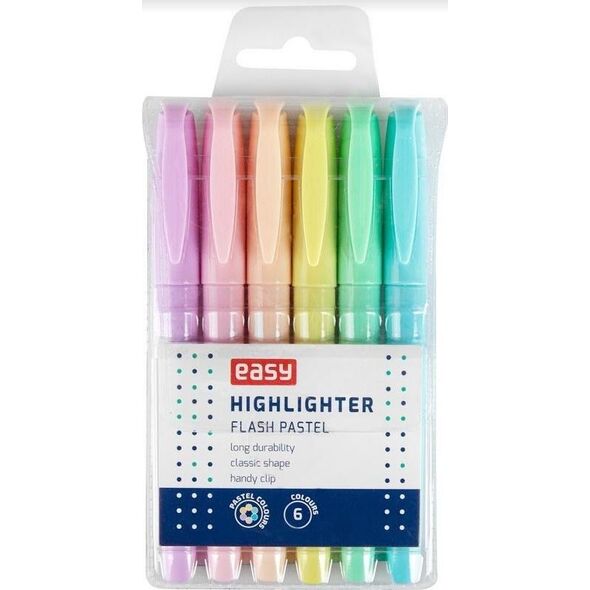 Easy Stationery Zakreślacz Flash Pastel 6 kolorów EASY