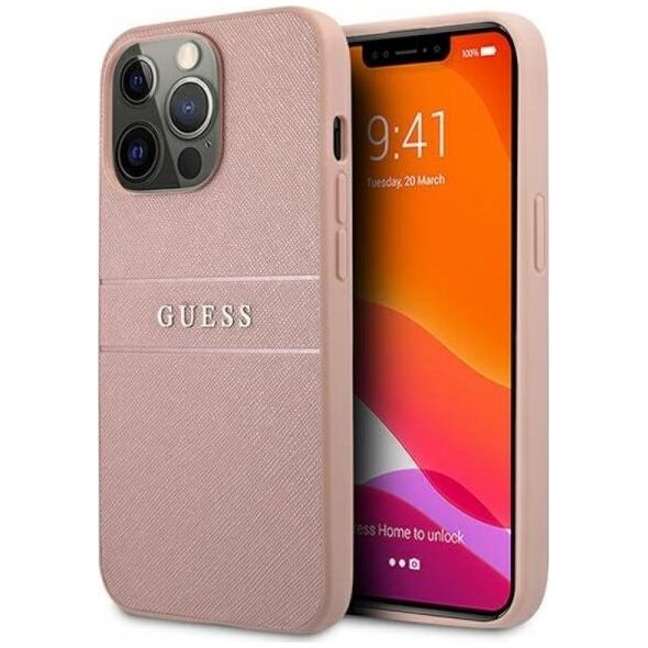 Guess Etui Guess GUHCP13XPSASBPI Apple iPhone 13 Pro Max różowy/pink hardcase Saffiano Stripe