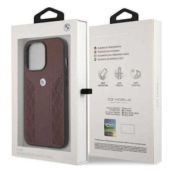 BMW Etui Bmw Bmhcp13Lrsppr Iphone 13 Pro/13 6,1" Czerwony/Red Hardcase Leather Curve Perforate